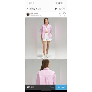 Lululemon Relaxed-Fit Poplin Button Down Shirt Vitapink Pink size XL, NWT